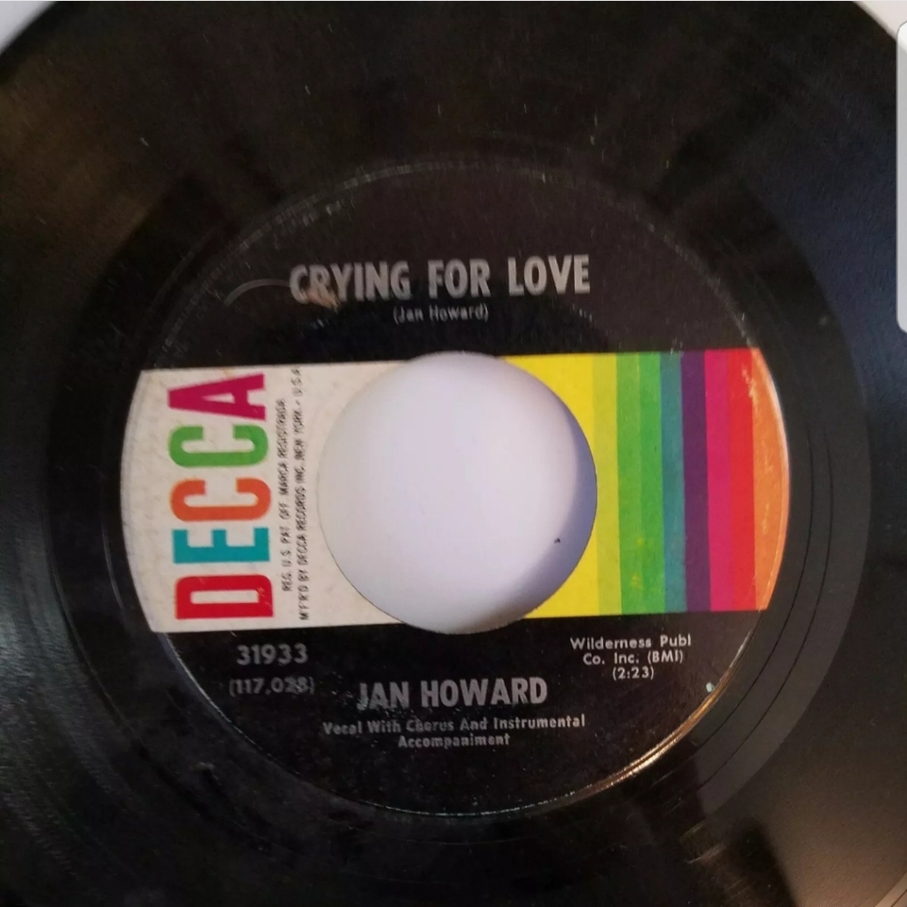 Jan Howard Evil On Your Mind / Crying For Love 45 RPM 7" Decca Q